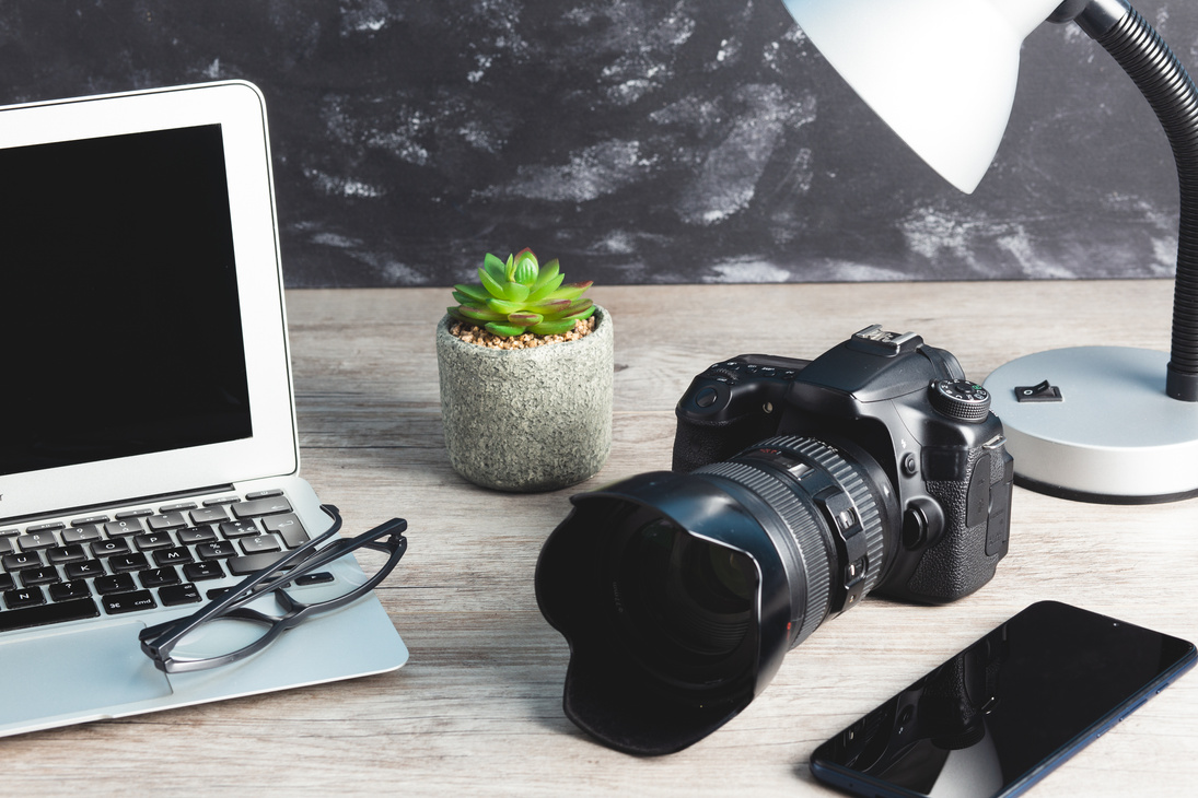 Photographer Work Table Content Creator for Social Networks